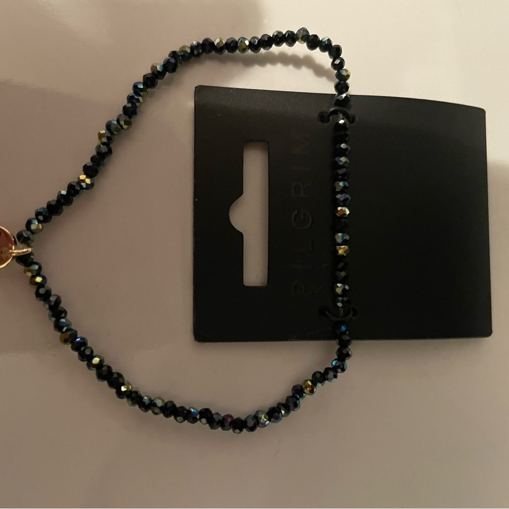 3/$20 Pilgrim Indie Iridescent Black Beaded Bracelet